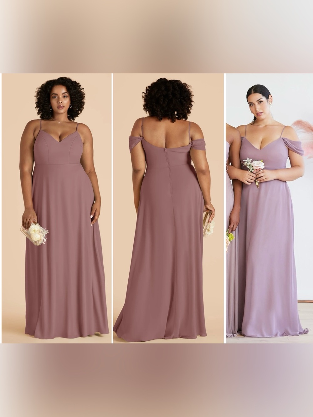 Birdy Grey Devin Chiffon Bridesmaid Dress Dark Mauve Curve 2X NWT